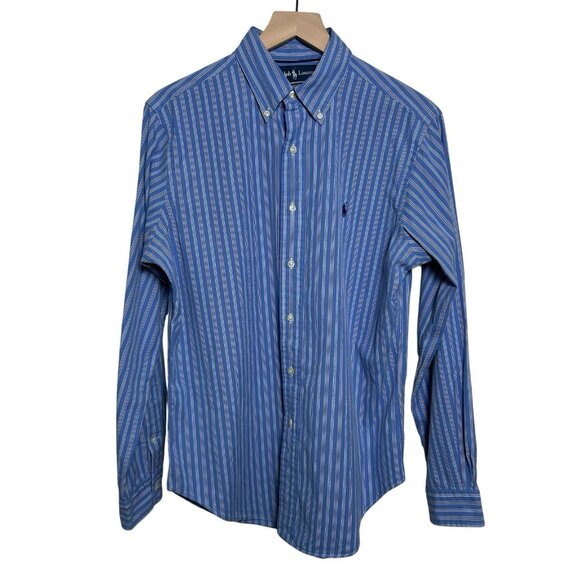 Ralph Lauren Shirt Men's Size Medium Blue Classic Fit Long Sleeve Button Down - Picture 2 of 9